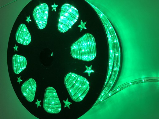 007012.0.TG  Bobina 49.50mts LED tubo transparente 28 leds/m , 1,5 (corte) verde