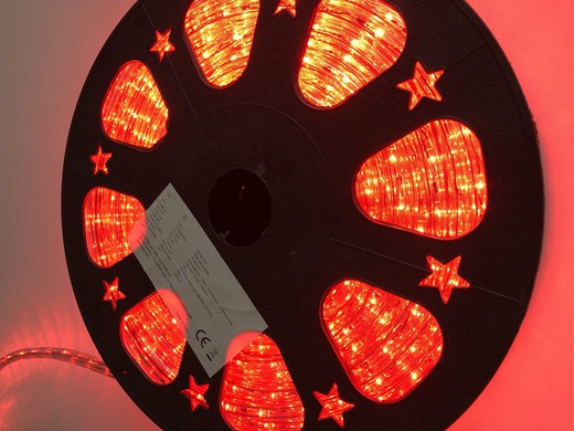 007012.0.TR  Bobina 49.50mts LED tubo transparente 28 leds/m , 1,5 (corte) rojo