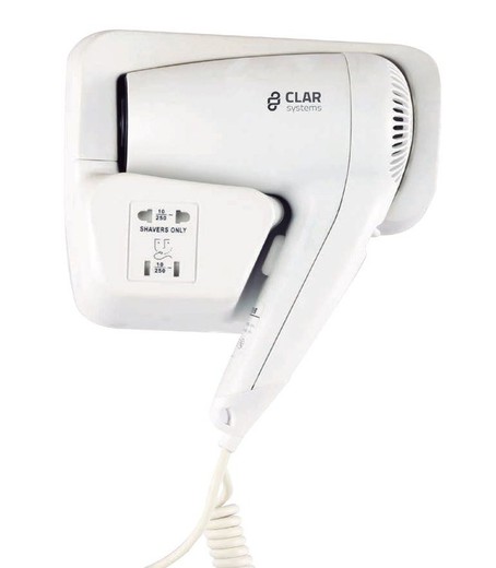 CLAR SP1100PB ASCIUGACAPELLI DA PARETE BIANCO 1600W CON SPINA