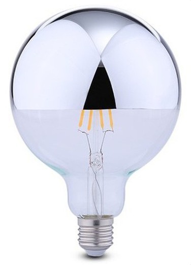 Lâmpada LED fil g95 6w 220-240v 2700k tampo prateado