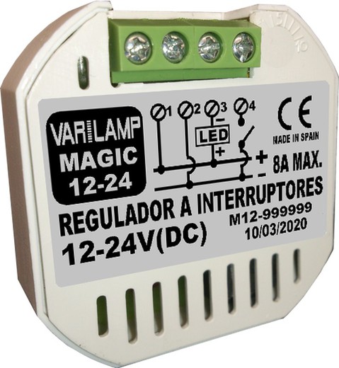 Interruptor de dimmer para faixas de LED de 12v a 24v (dc). 8º máx.