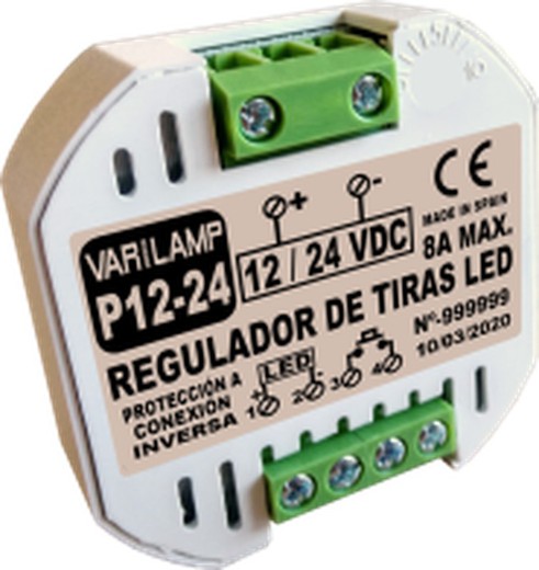Push-button dimmer for LED strips from 12v to 24v (dc). 8th max.