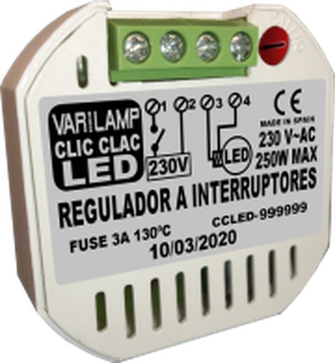 Varilamp clic clac LED 250 regulador LED universal a interruptores. 250w máx.