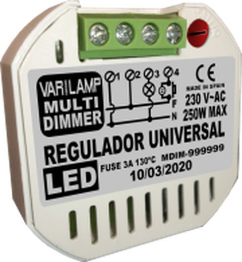Universal pushbutton LED dimmer. 250w max.