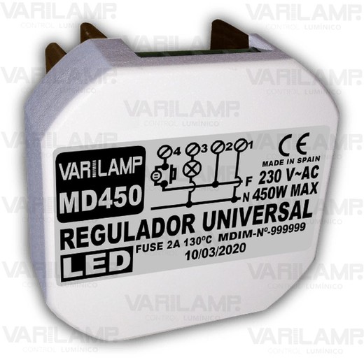 Universal pushbutton LED dimmer. 450w max.