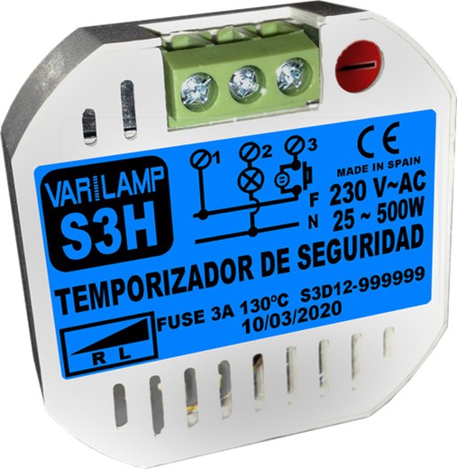 Temporizador de segurança de 3 fios. 800 w (incan.) 500 w (halogênio)