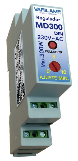 Varilamp md 300 din dimmer LED universal com botões din rail 300w máximo