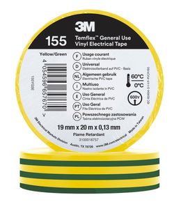 7100222489 3M TEMFLEX-TEJP 155 19 mm x 20 m GUL/GRÖN