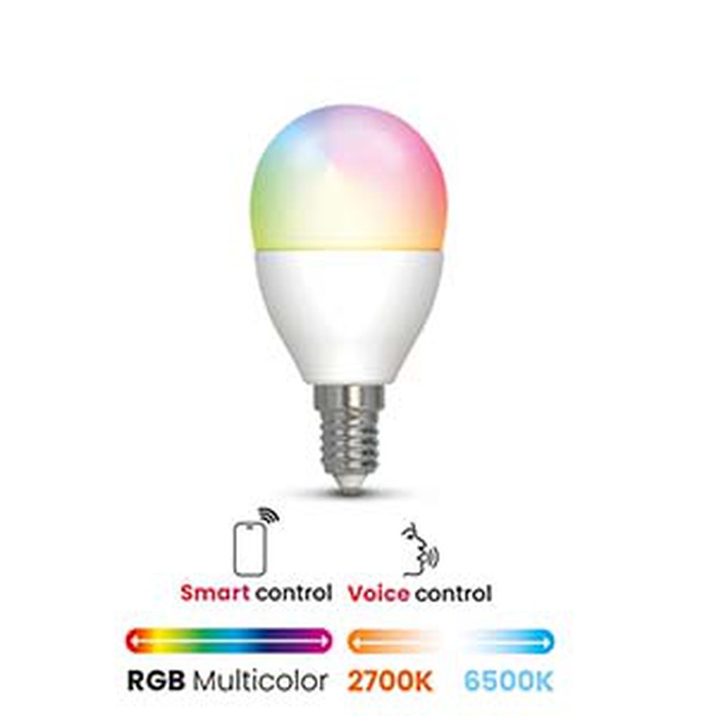 Bombilla LED esférica RGB E27 5W con Mando a distancia