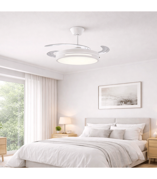 ILUMAX VENTILADOR LED ESSENTIAL LUZ CCT 4 ASPAS RETRACTILES