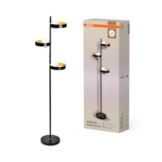 OSRAM 4099854440465 LUMINARIA DE PIE DECOR MEMPHIS NEGRO DORADO 3xG9