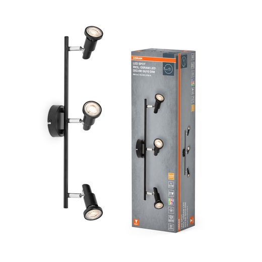 OSRAM LUMINARIA LED SPOT 3x3.4W 927 GU10 NEGRO