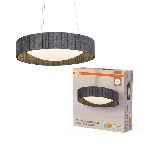 OSRAM LUMINARIA SUSPENDIDA DECOR FELT CYLINDER 28W 830 GRIS OSCURO