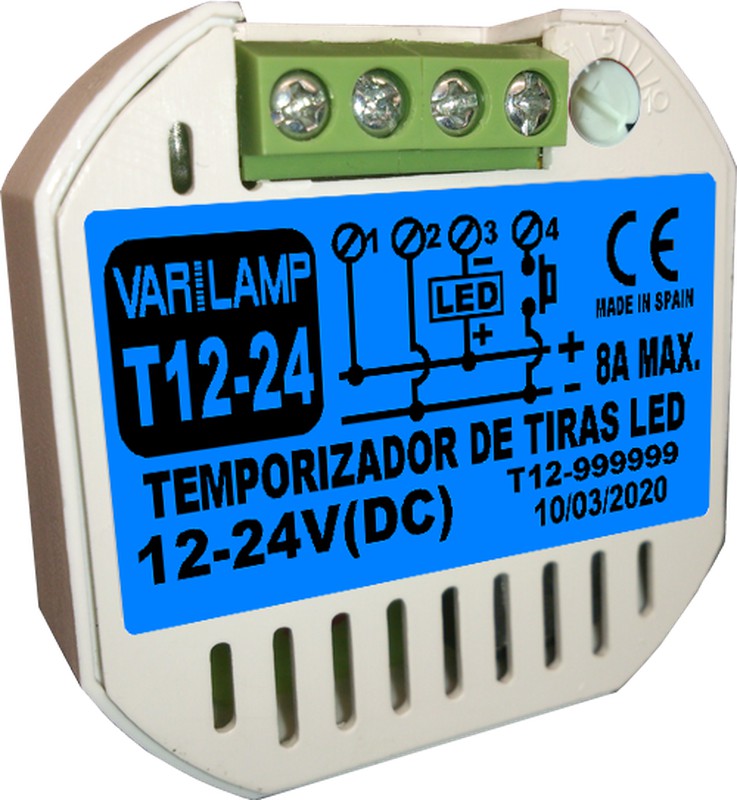 Varilamp t12-24 temporizzatore a pulsante per strisce LED da 12v a 24v dc  8a massimo — Alealuz
